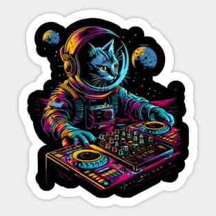 Cat DJ Grooves Sticker